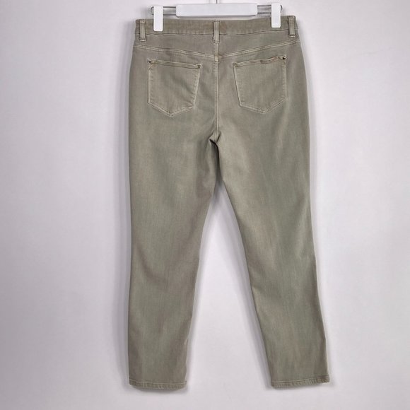 Chico's So Slimming Skinny Green Khaki Mid Rise Stretch Ankle Jeans Size 0 US 4 - Picture 3 of 10